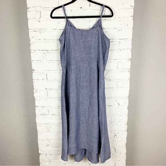 Joules Abby Blue Linen Midi Button Up Sleeveless Sundress 12 - Picture 8 of 9
